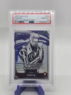One Piece Card Game TCG Iceburg OP03-058 Alt Art Leader PSA 10 - Image 1