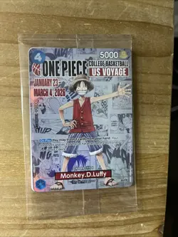One Piece Monkey D. Luffy US Voyage College Basketball Promo Card SEALED - Image 1