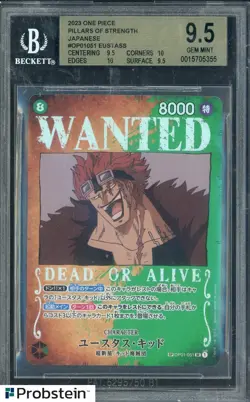 2023 One Piece OP01051 Japanese Eustass Captain Kid Wanted BGS 9.5 GEM MINT - Image 1