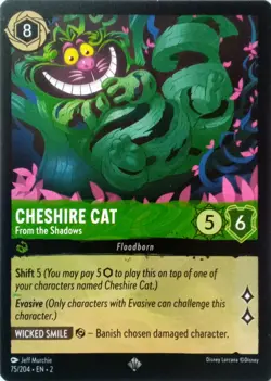 75/204 CHESHIRE CAT FROM THE SHADOWS FLOODBORN SUPER RARE DISNEY LORCANA CARD - Image 1