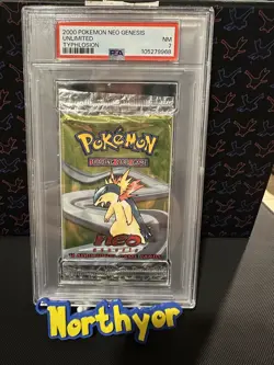 Pokemon TCG 2000 NEO GENESIS SEALED BOOSTER PACK PSA 7 NM TYPHLOSION - Image 1