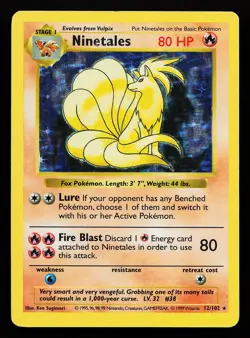 Ninetales 12/102 Holo Rare Base Set (Shadowless) Pokemon Card - Image 1