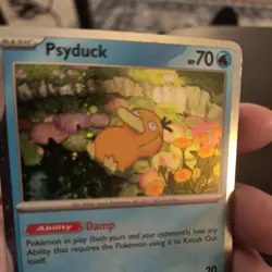 Psyduck Pokemon TCG #7 Mega Evolutions Black Star Promo Cosmos Holo w/swirl Card - Image 3