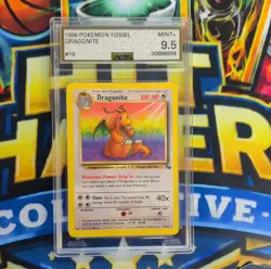 Pokemon Dragonite 19/62 Fossil Regular Rare 100 HP AGS 9.5 Unlimited Card - Image 1