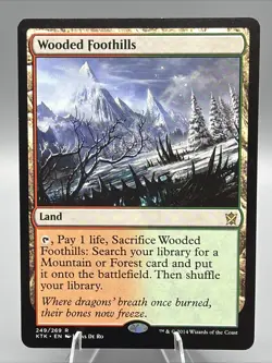 Magic The Gathering Wooded Foothills Khans of Tarkir Rare Land Card 249/269 - Image 1