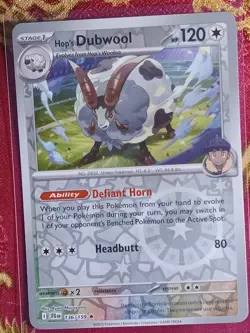 REVERSE FOIL RARE Hop's Dubwool 136/159 Journey Together Pokemon TCG Game Card - Image 1