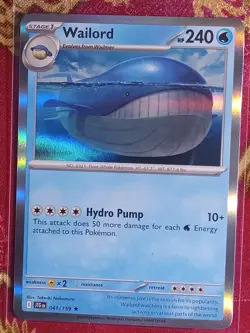 HOLOGRAM FOIL RARE Wailord 041/159 Journey Together Pokemon TCG Card - Image 1