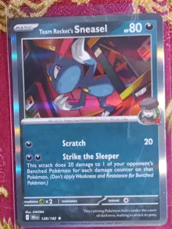 HOLOGRAM FOIL RARE Team Rocket's Sneasel 128/182 Destined Rivals Pokemon TCG - Image 1