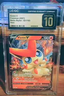 2021 Pokemon TCG Battle Styles Victini V #021/163 CGC Pristine 10 Holo UltraRare - Image 1