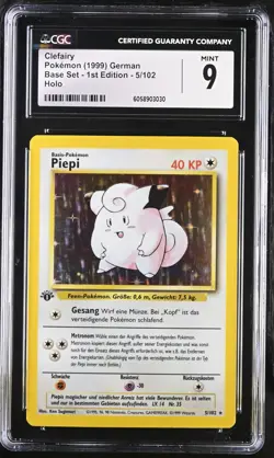 CGC 9 MINT Clefairy 1999 Base Set 1st Edition 5/102 Holo German Pokemon Card - Image 1