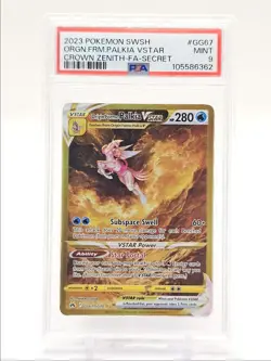 ORIGIN FORME PALKIA VSTAR 2023 POKEMON FULL ART SECRET RARE GG67 PSA 9 Q0004 - Image 1