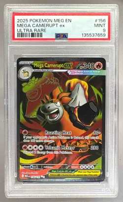 135537659 Mega Camerupt ex 2025 Pokemon Evolution #156/132 Ultra Rare PSA 9 - Image 1