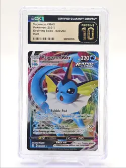 VAPOREON VMAX 2021 POKEMON EVOLVING SKIES HOLO RARE 030/203 CGC 10 Q0004 - Image 1