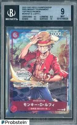 2022 One Piece Chmpsp Preliminary Tournament Top Prize Monkey D. Luffy BGS 9 - Image 1