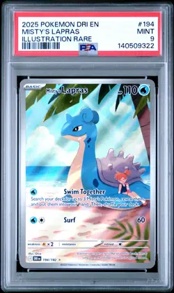 2025 POKEMON DRI EN-DESTINED RIVALS ILLUSTRATION RARE #194 MISTY'S LAPRAS PSA 9 - Image 1