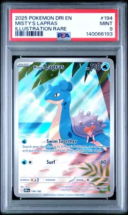2025 POKEMON DRI EN-DESTINED RIVALS 194 MISTY'S LAPRAS ILLUSTRATION RARE PSA 9 - Image 1