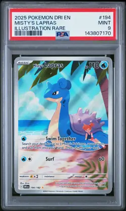 2025 POKEMON DRI EN-DESTINED RIVALS ILLUSTRATION RARE #194 MISTY'S LAPRAS PSA 9 - Image 1
