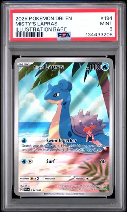 2025 POKEMON DRI EN-DESTINED RIVALS ILLUSTRATION RARE #194 MISTY'S LAPRAS PSA 9 - Image 1