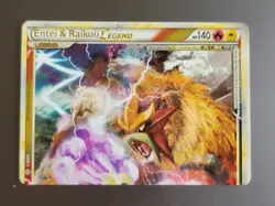 Entei & Raikou Legend (Top) 90/95 HGSS Unleashed Ultra Rare Pokemon LP - Image 1