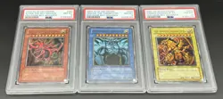 2003 YuGiOh PSA 8 Egyptian God Cards Promo Set - Image 1