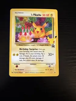 Birthday Pikachu 24 Holo Black Star Celebrations Promo Pokemon Card NM - Mint - Image 1