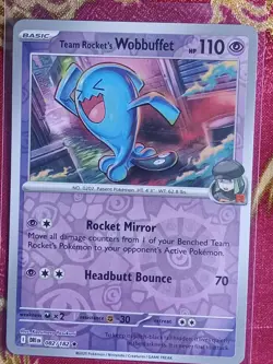 REVERSE FOIL RARE Team Rocket's Wobbuffet 082/182 Destined Rivals Pokemon card - Image 1