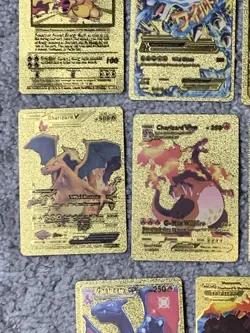 Set of 15 Charizard V, VMax, GX &More Gold Foil Fan Art Cards - Image 4