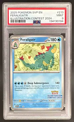 0194 Feraligatr 2025 Pokemon SVP EN #213 2024 Illustration Contest PSA 9 - Image 1