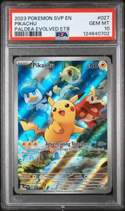 PIKACHU PALDEA EVOLVED ETB 2023 POKEMON BLACK STAR PROMO #027 PSA 10 - Image 1