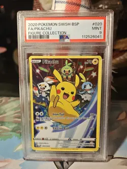 2020 Pokemon SWSH Black Star Promo Figure Collection Full Art/Pikachu Psa 9 - Image 1