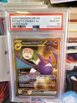 2025 POKEMON DRI EN-DESTINED RIVALS HYPER 242 TEAM ROCKETS CROBAT EX PSA10 - Image 1