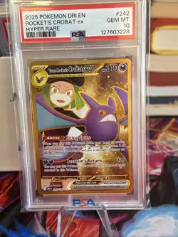 2025 POKEMON DRI EN-DESTINED RIVALS HYPER 242 TEAM ROCKETS CROBAT EX PSA10 - Image 3