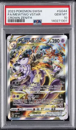 2023 POKEMON SWORD & SHIELD CROWN ZENITH #GG44 FULL ART/MEWTWO VSTAR PSA 10 - Image 1