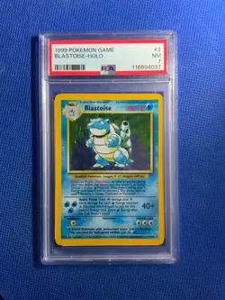 1999 Pokemon BLASTOISE HOLO 2/102 PSA 7 NM from Set Break - Image 1