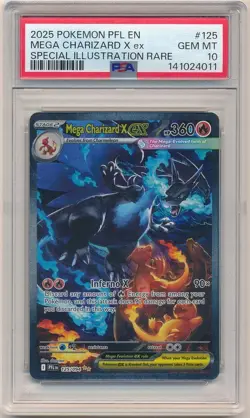 2025 POKEMON PFL SPECIAL ILLUSTRATION RARE #125 MEGA CHARIZARD X EX PSA 10 GEM - Image 1