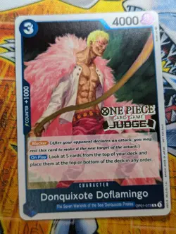 One Piece Card Game Donquixote Doflamingo OP01-073 Gold Stamped Judge Promo! NM - Image 1