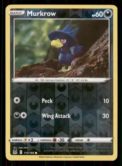 Murkrow SWSH11: Lost Origin #114/196 Common Reverse Holo Pokemon LP - Image 1