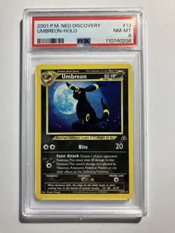 2001 Pokemon Neo Discovery Umbreon Holo 13/75 PSA 8 NM-MT - Image 1