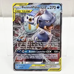 Pokemon TCG Blastoise & Piplup GX Cosmic Eclipse 38/236 Ultra Rare Holo Card - Image 1