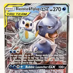 Pokemon TCG Blastoise & Piplup GX Cosmic Eclipse 38/236 Ultra Rare Holo Card - Image 2