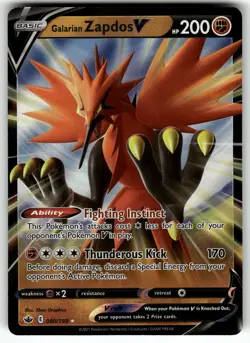 Galarian Zapdos V 080/198 SWSH06: Chilling Reign NM Pokemon Card TCG - Image 1
