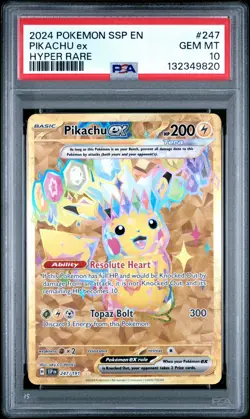 POKEMON SSP EN-SURGING SPARKS #247 PIKACHU EX HYPER RARE PSA 10 - Image 4