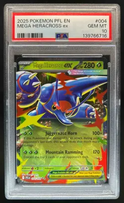 2025 Pokemon Phantasmal Flames Mega Heracross ex Double Rare #004/094 PSA 10 - Image 1