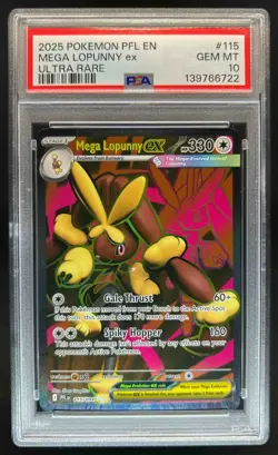 2025 Pokemon Phantasmal Flames Mega Lopunny ex Ultra Rare #115/094 PSA 10 - Image 1