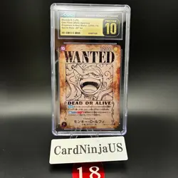 CGC PRISTINE 10 Luffy OP05-119 Wanted Emperors in the New World One Piece Card - Image 1
