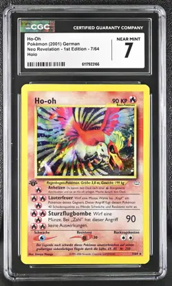 CGC 7 GERMAN Ho-Oh Neo Revelation 1st Edition 7/64 Holo Pokemon Card - Image 1