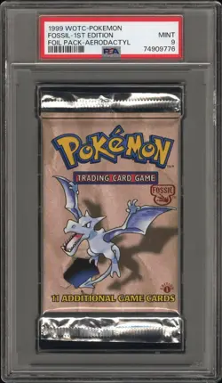 PSA 9 - 1999 WOTC Pokemon Fossil 1st Edition Aerodactyl Pack Mint! - Image 1