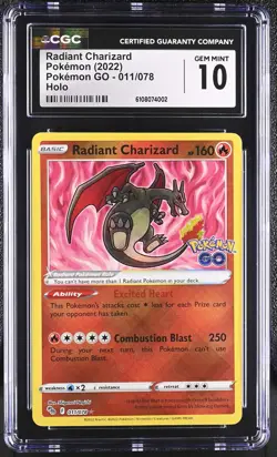 CGC 10 GEM MINT!!! Radiant Charizard 011/078 Pokemon GO Holo - Image 1