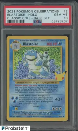 2021 Pokemon Celebrations Classic Coll. Base Set #2 Blastoise Holo PSA 10 - Image 1