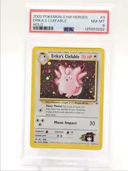 ERIKA'S CLEFABLE 2000 POKEMON GYM HEROES HOLO RARE 3/132 PSA 8 Q0004 - Image 1
